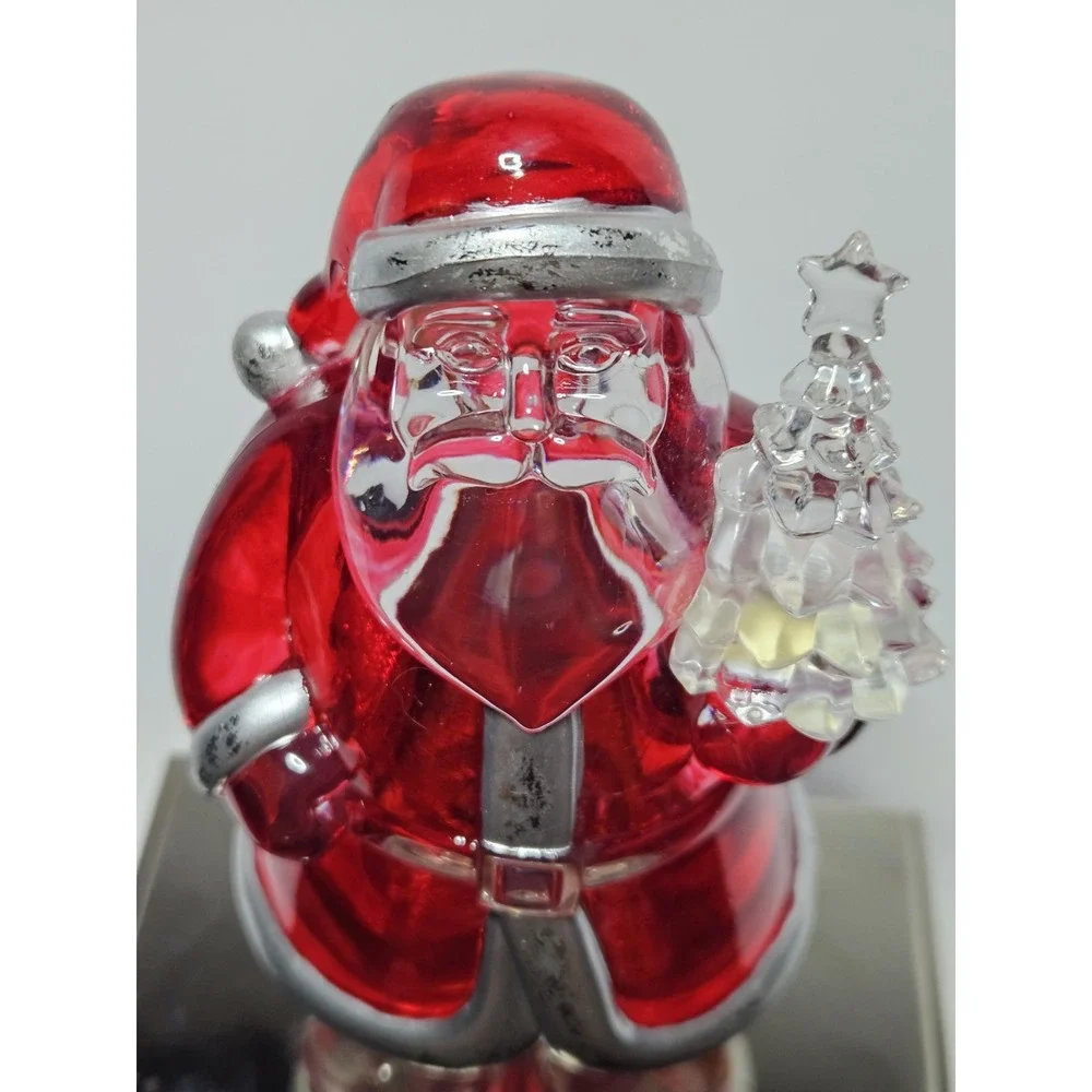 Vintage Macy Holiday Lane Light Up Santa Acrylic Christmas Stocking Holder Hange